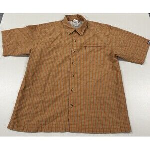 Men's North Face Orange Plaid Short Sleeve Button Down Shirt, Medium